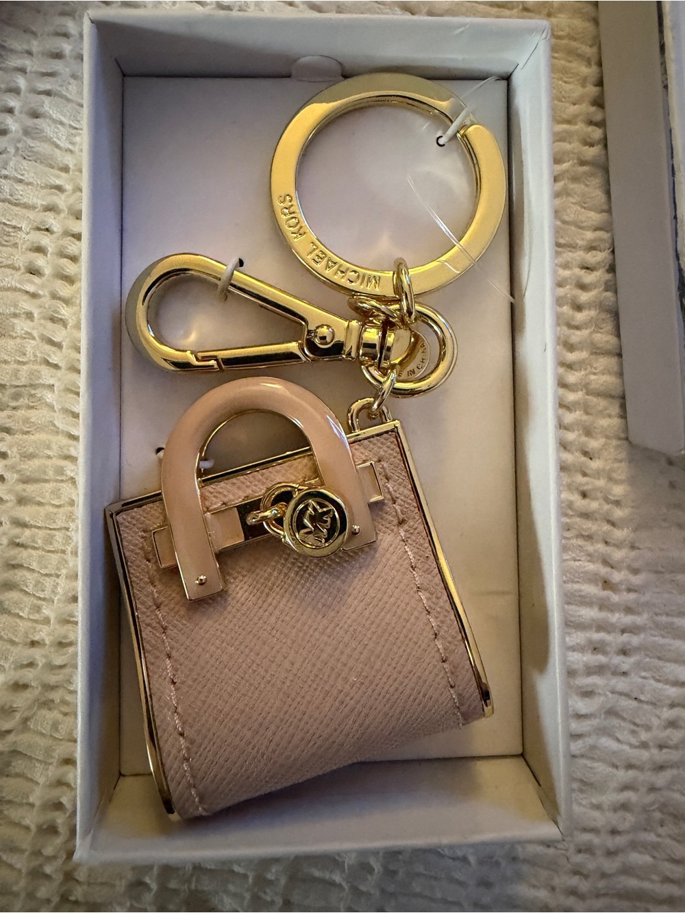 Michael Kors Blush Pink Leather Mini Satchel Keychain